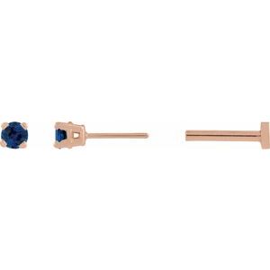 14K Rose Gold Natural Blue Sapphire Earring