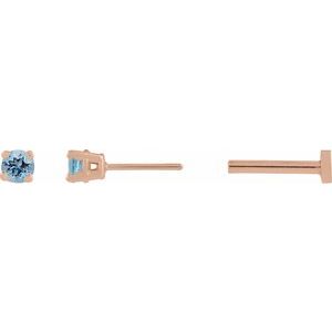 14K Rose Gold Natural Aquamarine Earring