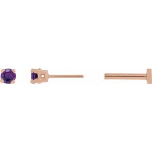 14K Rose Gold Natural Amethyst Earring