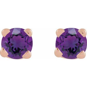 14K Rose Gold Natural Amethyst Earring – image 2
