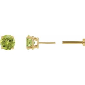 14K Yellow Gold Natural Peridot Earring
