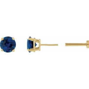 14K Yellow Gold Natural Blue Sapphire Earring