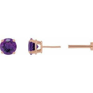 14K Rose Gold Natural Amethyst Earring
