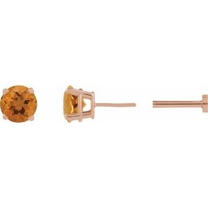14K Rose Gold Natural Citrine Earring