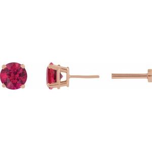 14K Rose Gold Lab-Grown Ruby Earring
