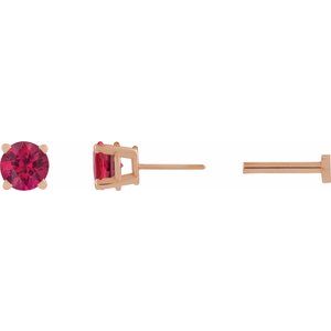 14K Rose Gold Lab-Grown Ruby Earring