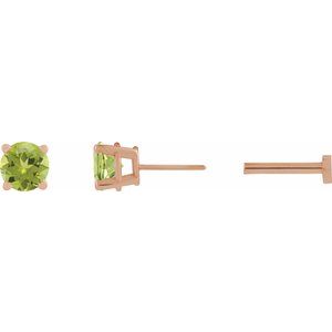 14K Rose Gold Natural Peridot Earring