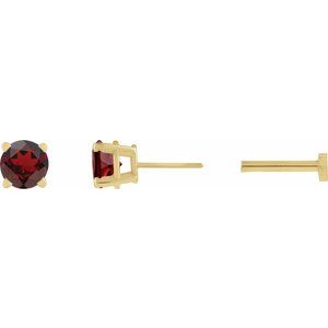 14K Yellow Gold Natural Mozambique Garnet Earring