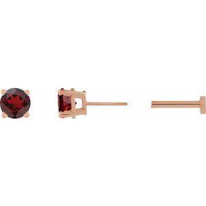 14K Rose Gold Natural Mozambique Garnet Earring