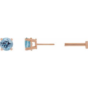14K Rose Gold Natural Aquamarine Earring