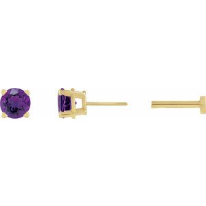 14K Yellow Gold Natural Amethyst Earring