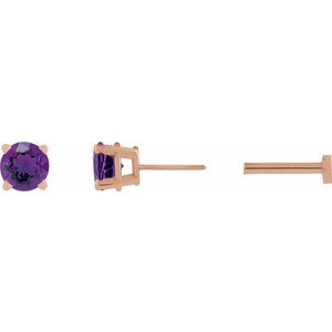 14K Rose Gold Natural Amethyst Earring