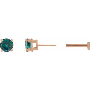 14K Rose Gold Lab-Grown Alexandrite Earring