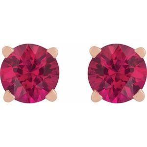 14K Rose Gold Lab-Grown Ruby Earring – image 2