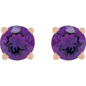 14K Rose Gold Natural Amethyst Earring – image 2