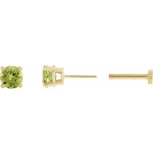 14K Yellow Gold Natural Peridot Earring