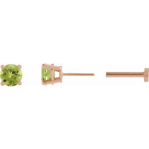 14K Rose Gold Natural Peridot Earring