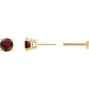 14K Yellow Gold Natural Mozambique Garnet Earring