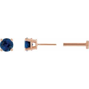 14K Rose Gold Natural Blue Sapphire Earring