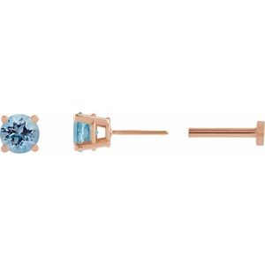 14K Rose Gold Natural Aquamarine Earring