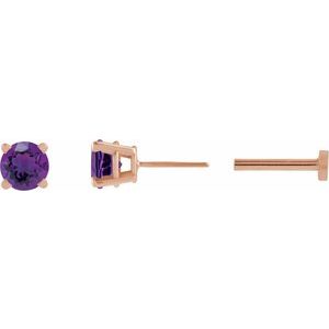 14K Rose Gold Natural Amethyst Earring