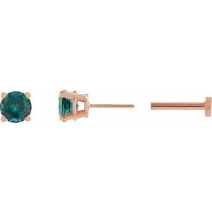 14K Rose Gold Lab-Grown Alexandrite Earring