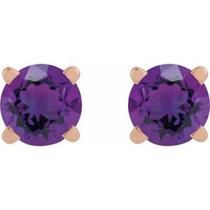 14K Rose Gold Natural Amethyst Earring – image 2