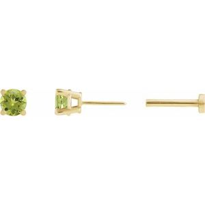 14K Yellow Gold Natural Peridot Earring