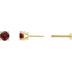 14K Yellow Gold Natural Mozambique Garnet Earring
