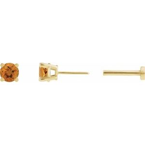 14K Yellow Gold Natural Citrine Earring