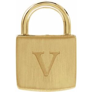 10K Yellow Gold Engravable Lightweight Lock Pendant – image 4