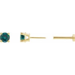 14K Yellow Gold Natural Alexandrite Earring