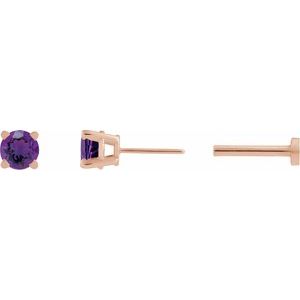 14K Rose Gold Natural Amethyst Earring