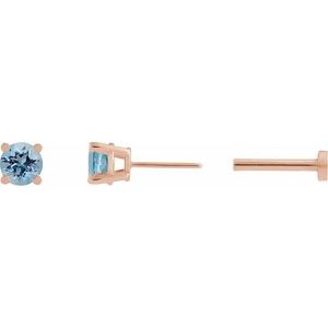 14K Rose Gold Natural Aquamarine Earring