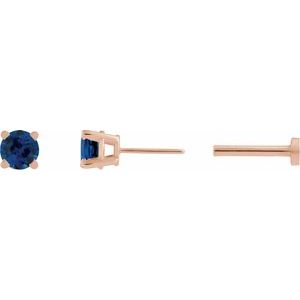 14K Rose Gold Natural Blue Sapphire Earring