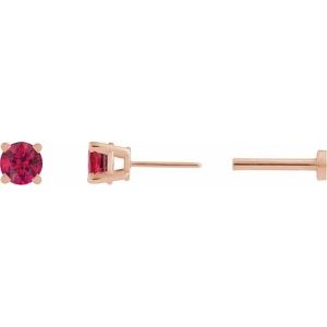 14K Rose Gold Natural Ruby Earring