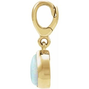 18K Yellow Gold-Plated Sterling Silver Lab-Grown White Opal Cabochon Charm/Pendant – image 2