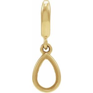 18K Yellow Gold-Plated Sterling Silver 6x4 mm Pear Cabochon Charm/Pendant Mounting – image 7