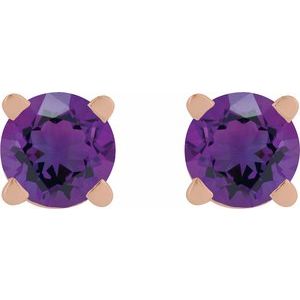 14K Rose Gold Natural Amethyst Earring – image 2