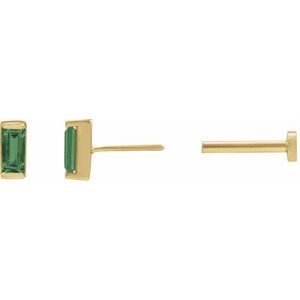 14K Yellow Gold Natural Green Tourmaline Earring