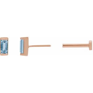 14K Rose Gold Lab-Grown Aqua Sapphire Earring