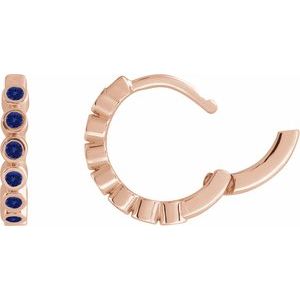 14K Rose Gold Natural Blue Sapphire 15 mm Hinged Hoop Earrings – image 3