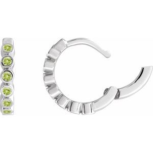 Sterling Silver Natural Peridot 15 mm Hinged Hoop Earrings – image 3