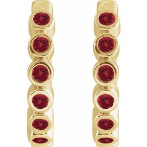 14K Yellow Gold Natural Mozambique Garnet 15 mm Hinged Hoop Earrings – image 2