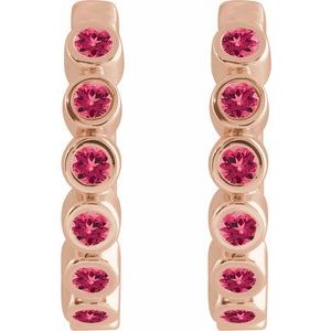 14K Rose Gold Lab-Grown Ruby 15 mm Hinged Hoop Earrings – image 2