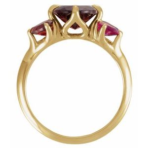 14K Yellow Gold Natural Mozambique Garnet & Lab-Grown Ruby Ring – image 2