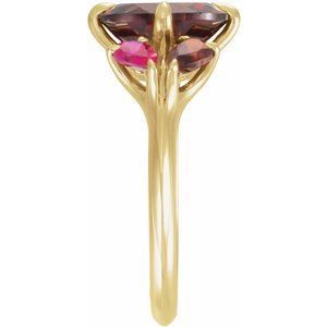 14K Yellow Gold Natural Mozambique Garnet & Lab-Grown Ruby Ring – image 3