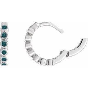 14K White Gold Natural Alexandrite 15 mm Hinged Hoop Earrings – image 3