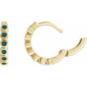 14K Yellow Gold Lab-Grown Alexandrite 15 mm Hinged Hoop Earrings – image 3