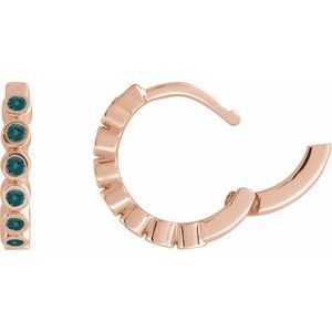 14K Rose Gold Lab-Grown Alexandrite 15 mm Hinged Hoop Earrings – image 3